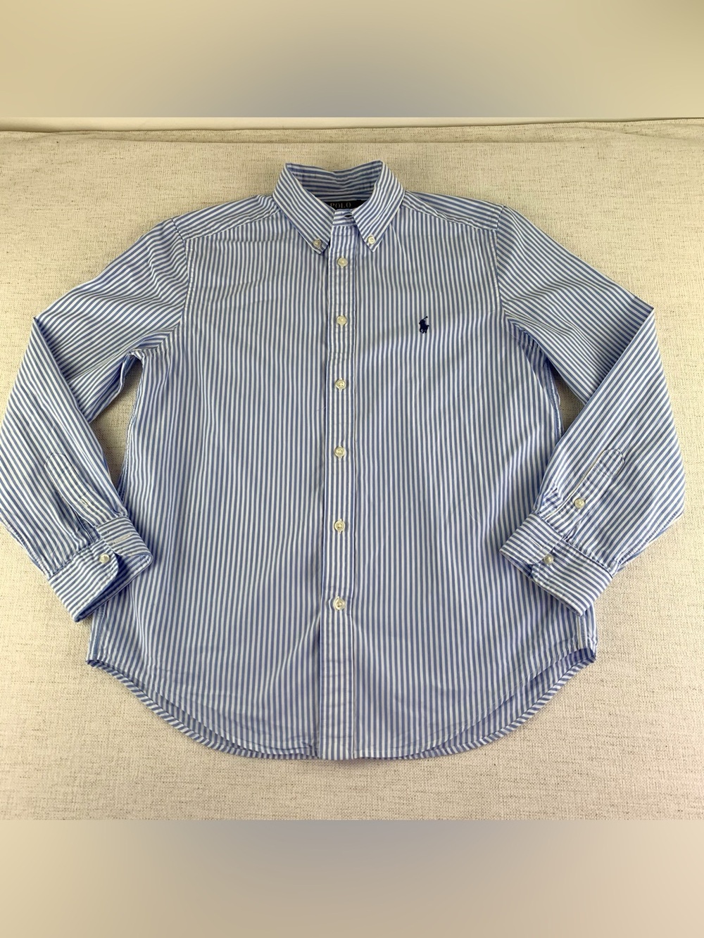 Polo Ralph Lauren boy's L long sleeve Striped Button-Down Shirt natural stretch